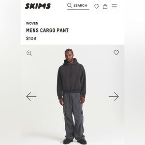 Skims Mens Cargo Pant - Ash
